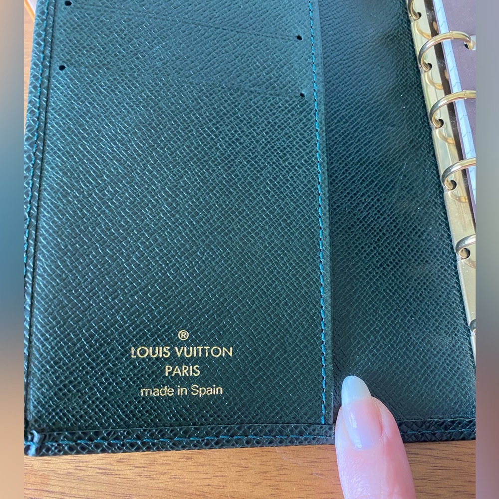 Louis Vuitton Green Taiga Leather Agenda PM Passport Wallet w/  Stickers & Paper - Picture 6 of 16